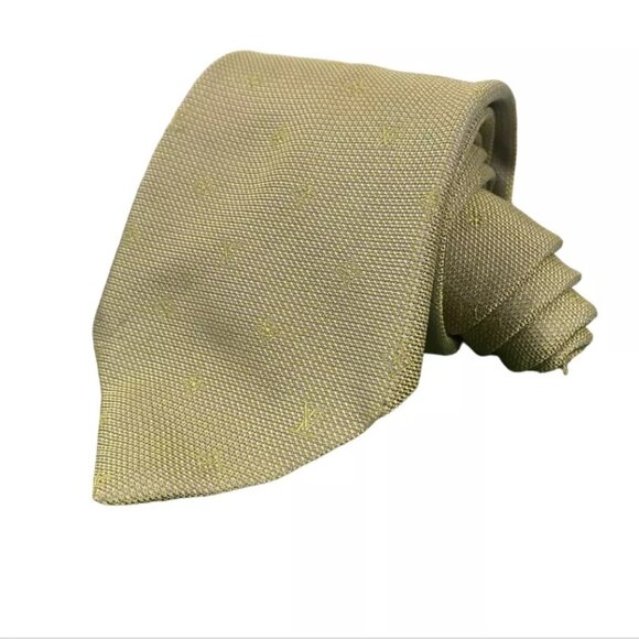 Louis Vuitton Paris Monogram Classic Gold Mens 100% Silk Neck Tie Made in Italy - Picture 1 of 8